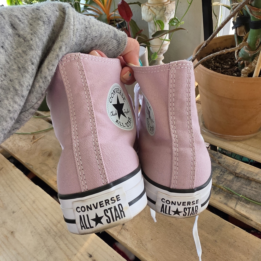Converse High-Top Sneakers in Light Pink and White - Picture 5 of 6